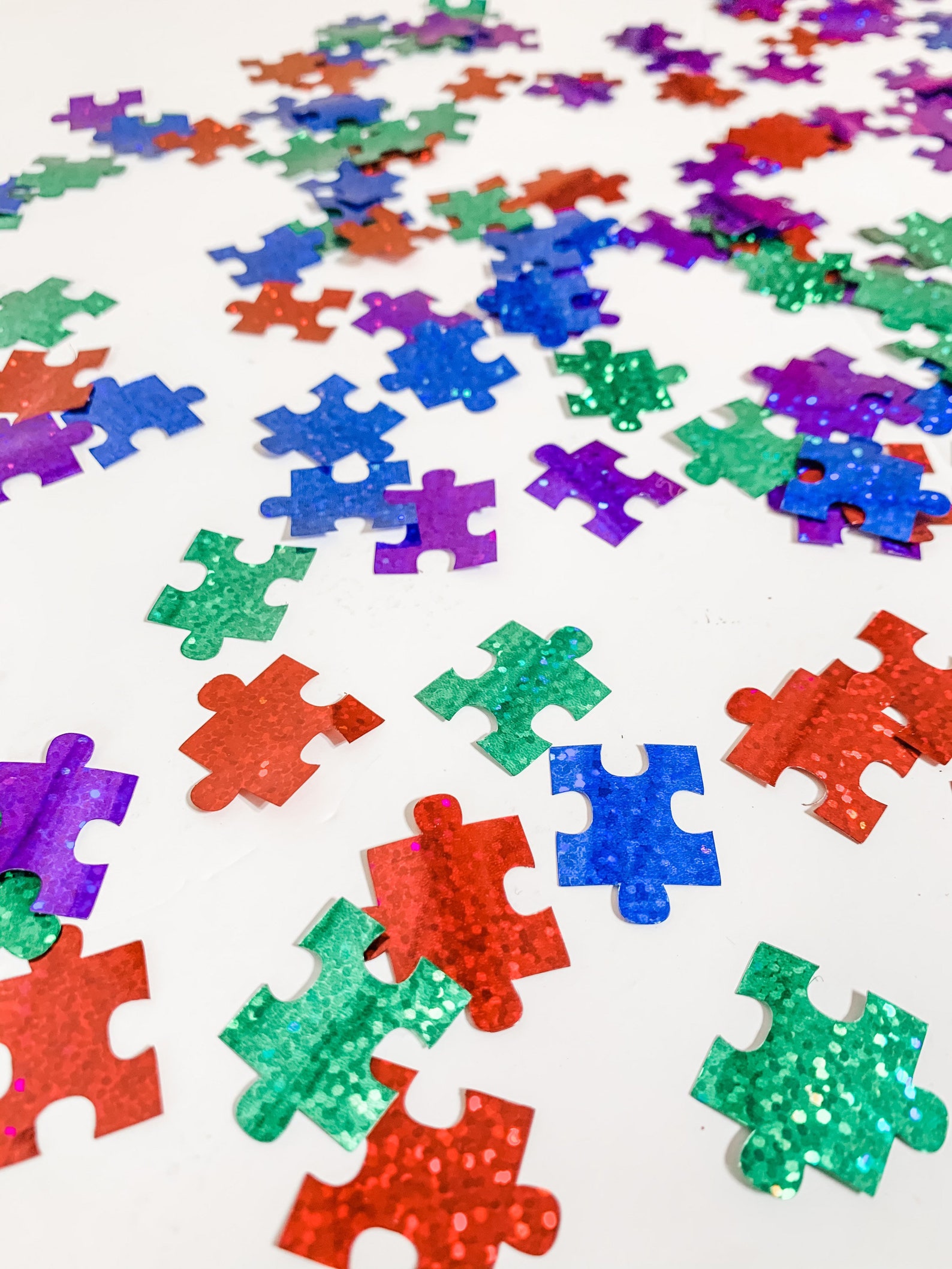 Double Sided Puzzle Piece Confetti Puzzle Piece Table Etsy