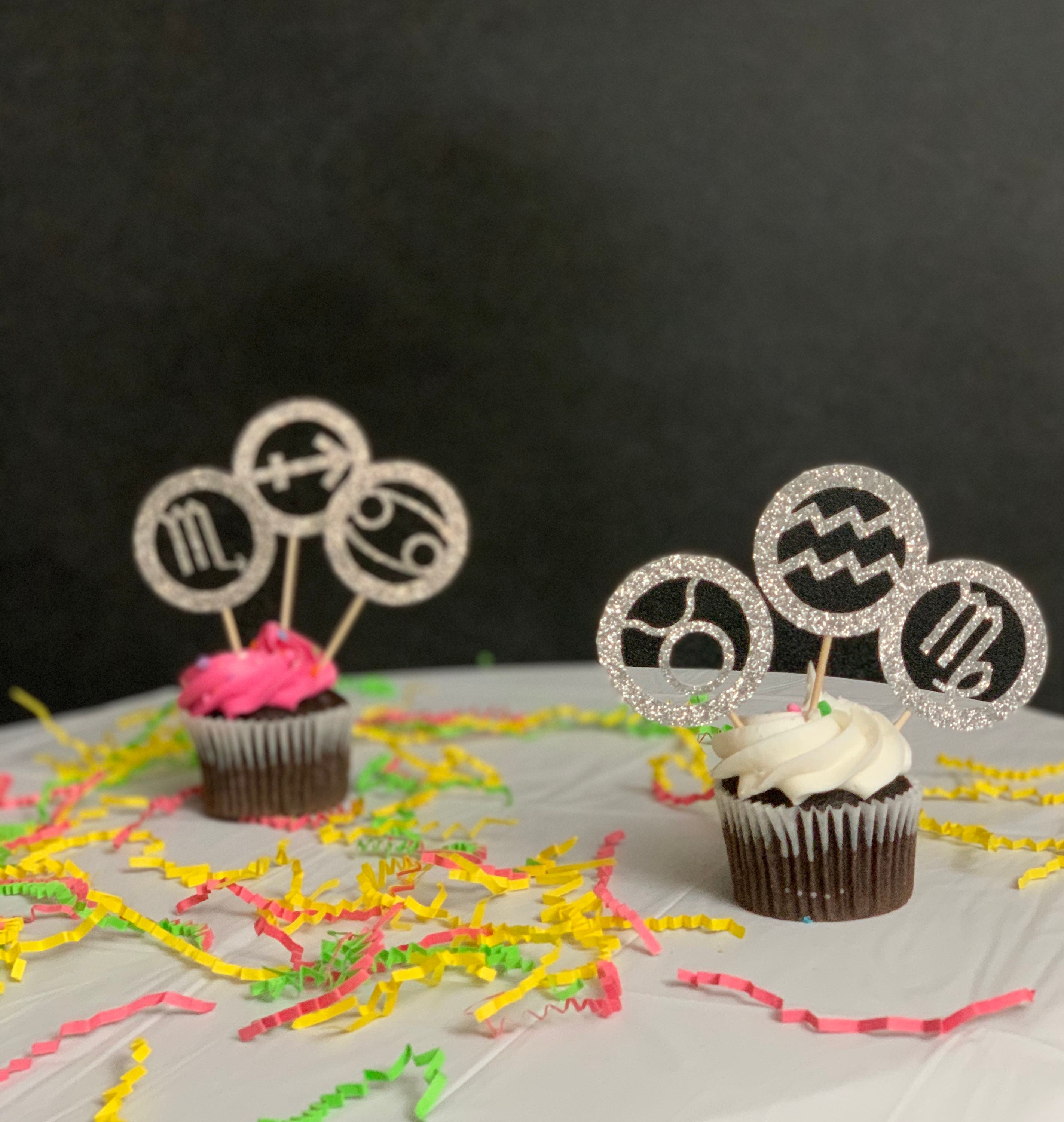 Zodiac Cupcake Toppers Aries Taurus Gemini Cancer Etsy