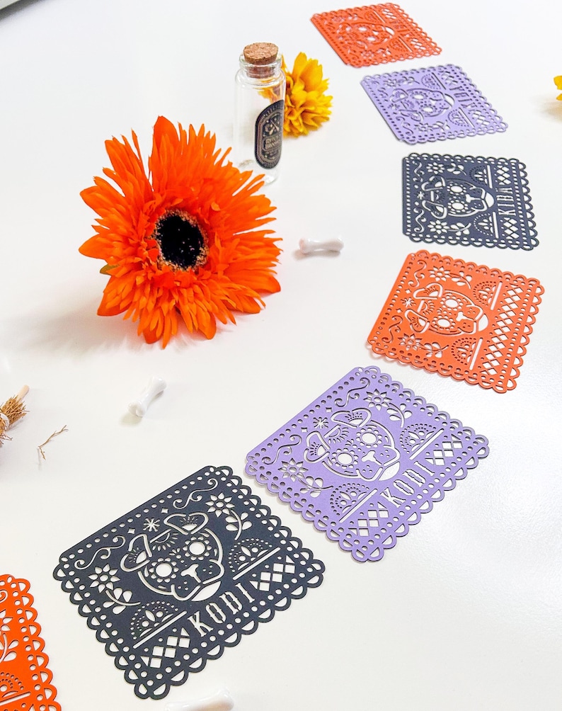 Personalized Dog Dia de los Muertos Papel Picado Banner: Altar Decor image 4