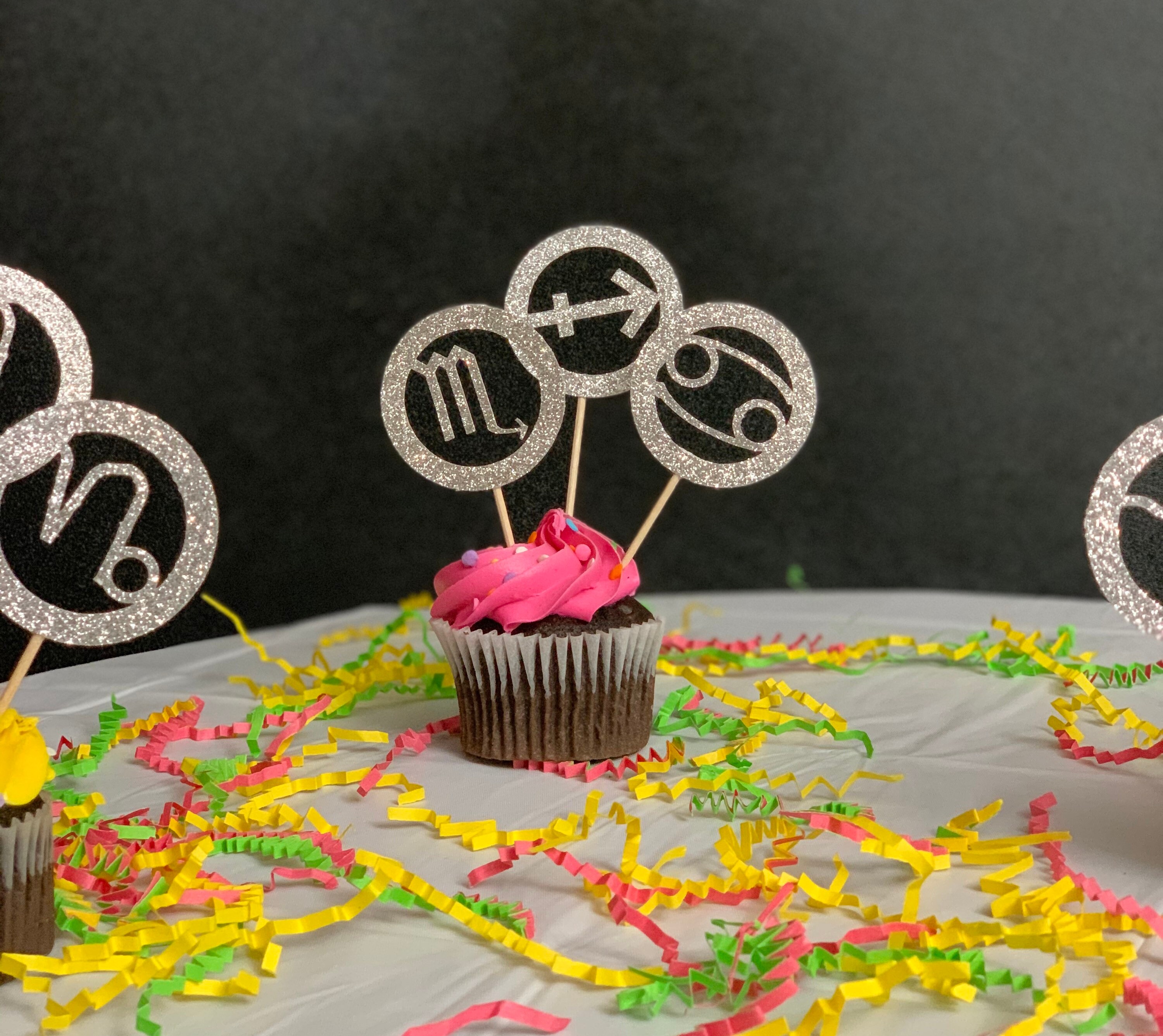 Zodiac Cupcake Toppers Aries Taurus Gemini Cancer Etsy