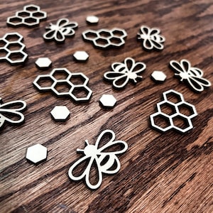 Wooden Bee & Honeycomb Confetti: Baby Shower Table Decorations