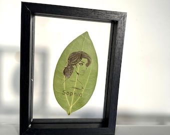 Custom Leaf Carving Photo Art - Personalized Wood Frame Ornament