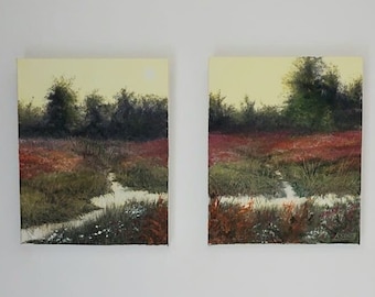 Original Oil Painting, Original Landscape Painting, Set of Two, Original Canvas Painting, Oil on Box Canvas, Canvas Wall Art, 10" x 12"