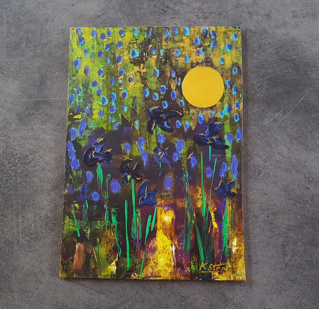 Original Mond Gemälde Mond Kunstwerk Original Mondschein - Etsy.de