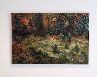 Pintura original de lienzo grande, pintura de paisaje, acrílico sobre lienzo, pintura acrílica original, 60 cm x 90 cm