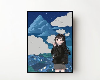 Anime Manga Stampa d'arte giapponese del fumetto, poster, arredamento estetico, arte della parete, download digitale