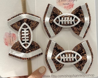 Laços de cabelo de futebol com glitter, futebol com glitter, laços de cabelo de meninas, acessórios de cabelo de meninas, grampos de cabelo de design, laços de trança de futebol, faixa de cabeça