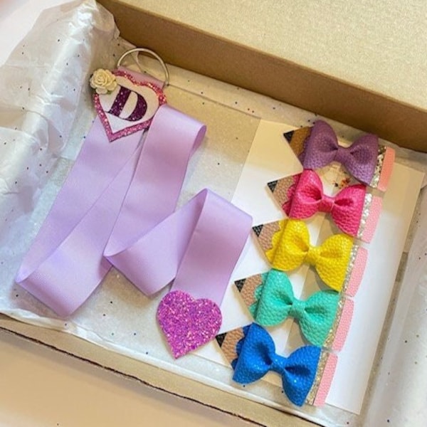 Beautiful Colorful Ribbon Bow Holder, Initial Letter Name, Girl Bow Holders, Hairclips, Colorful, D Ring Bow Holder,