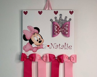 Personalized Baby Minnie Mouse Bow Holder, Baby Girl, Hair Bow