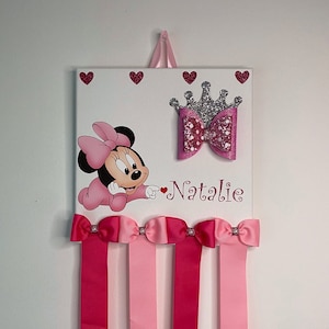 Personalized Baby Minnie Mouse Bow Holder, Baby Girl, Hair Bow Holder, Hair Bows, Girl Nursery Décor, Headband Holder, Bow Organizer