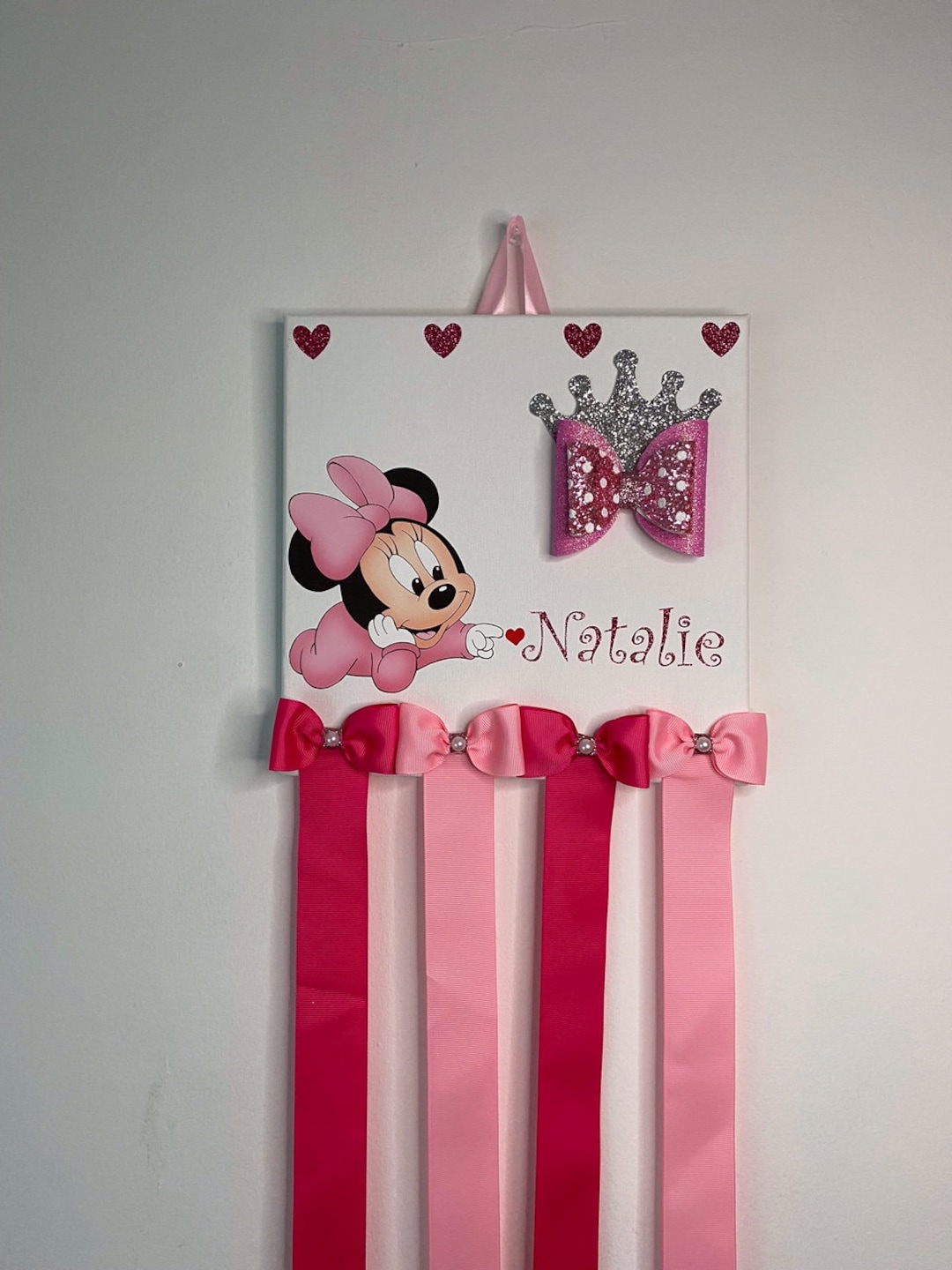 Personalized Baby Minnie Mouse Bow Holder, Baby Girl, Hair Bow