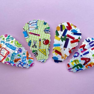 Pencil Hair Snap Clip, Back to School, Girl Hair Clip, Girl Hair Accessories, Color Pencil Hair Clips, Glitter, Faux Leather