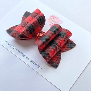 Beautiful Red Plaid Hair Bows, Christmas Hair Bow, Red Plaid Headband, Red Plaid Hair clip, Hair Accessories, Girl Bow, Matching, Earrings