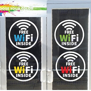 Decals For Business, Office Door Decal, Free Wifi Sticker, Business Window Decals, Wifi Decals, Office Wifi Sign Window Decal for Commercial