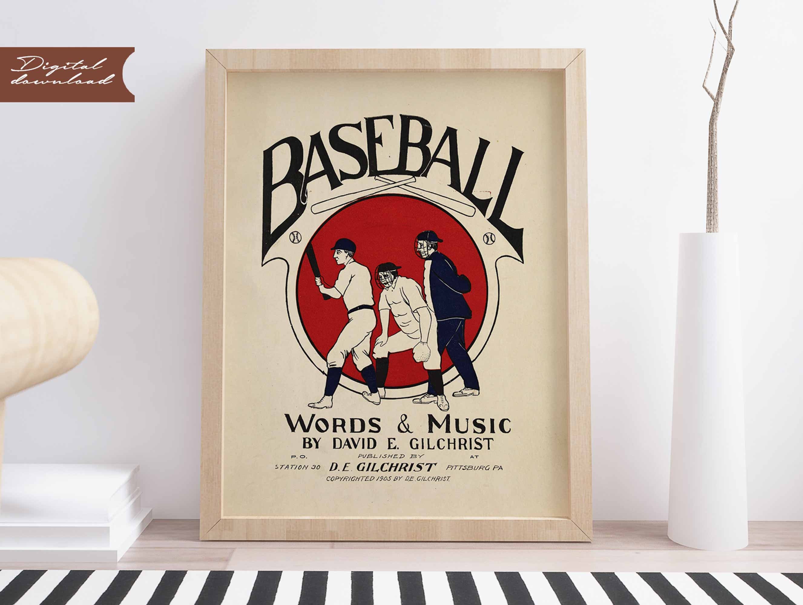 Baseball Vintage Sports Wall Art Printable Art Print Digital Etsy