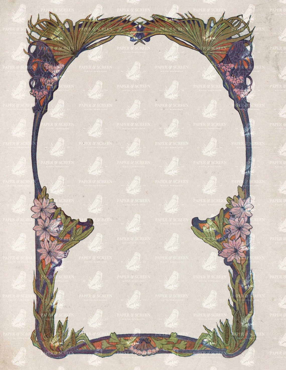 Art Nouveau Printable Borders Digital Download Frame Etsy