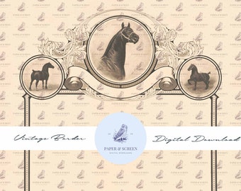 Vintage Horse Border | Antique Printable Digital Download