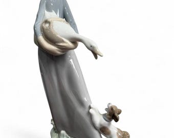 LLADRÓ Girl With Goose and Dog Porcelain Sculpture Fig #4866 - Etsy UK