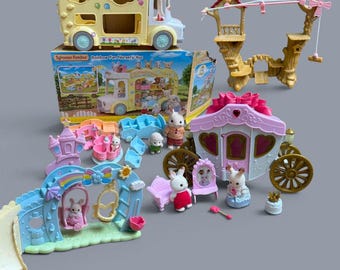 Sylvanian Family Bundle - bus, carriage, and swings