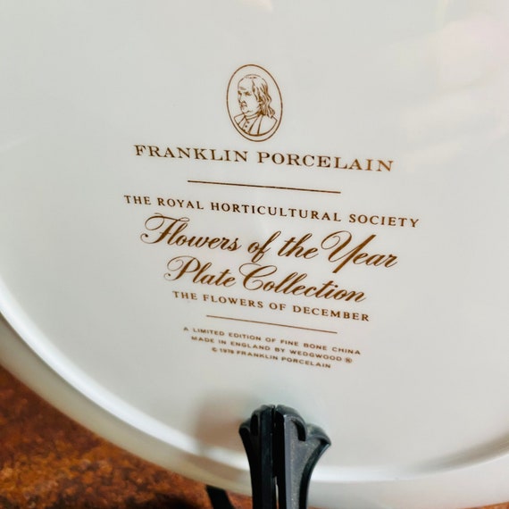 Vintage 1978 - RHS - Flower of the Year Plate - December