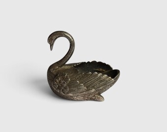 Vintage Metal Swan Trinket Dish