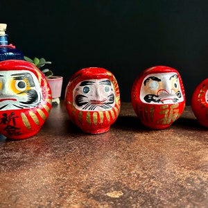 Vintage Classic Red Daruma Wishing Doll, Japanese Goodluck Charm