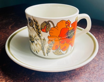 J & G Meakin Vintage Retro, 1960s, 1970s, Cup and Saucer