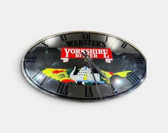 Zeldzame vintage Webster's Yorkshire Bitter ovale pubwandklok - gespiegeld