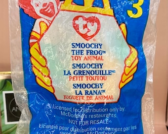Vintage TY Beanie Baby Smoochy Frog: McDonald's Toy, Sealed