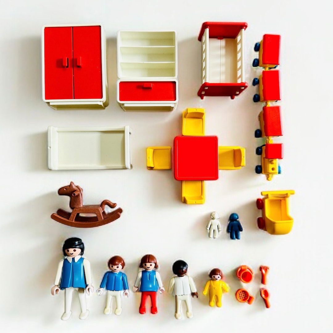 Vintage Playmobil Nursery 3290: Retro Playroom Furniture Figures
