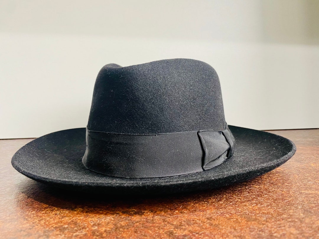 Vintage Huckel, Black Fedora Hat, 1940s, Wide Brim - Etsy UK