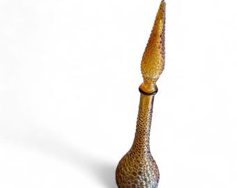 Vintage bubble hobnail Glass Empoli Decanter / Genie Bottle 1960s