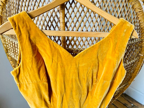 Handmade Vintage Mustard Velvet Dress - image 1