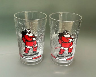 Pair of Vintage Christmas Glass Tumblers