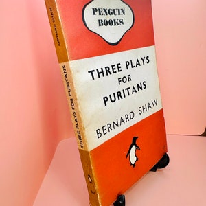 Vintage Penguin Book, Orange stripe, Three plays for puritans, Bernard Shaw, 562, Fiction