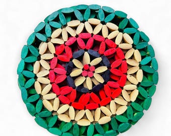 Vintage Colourful Beaded Trivet Set Of 6
