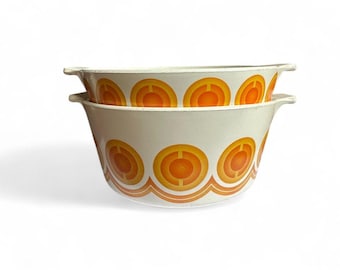 x2 Vintage Corningware Pyroflam Orange Retro 70s casserole