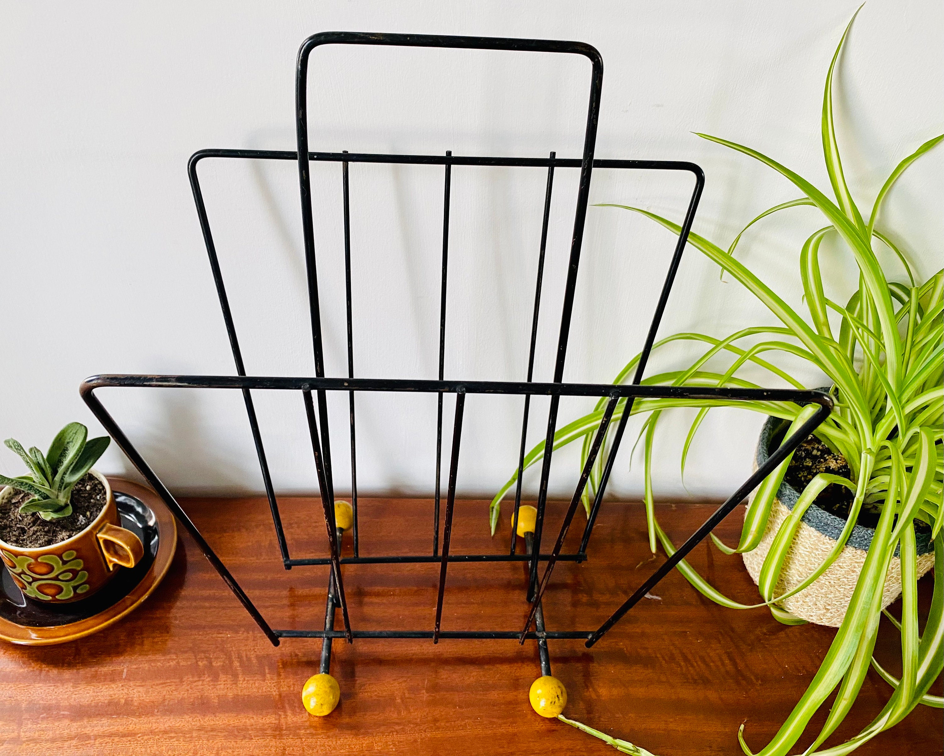 Vintage 1960s Atomic Magazine Rack / Record Rack / storage Etsy