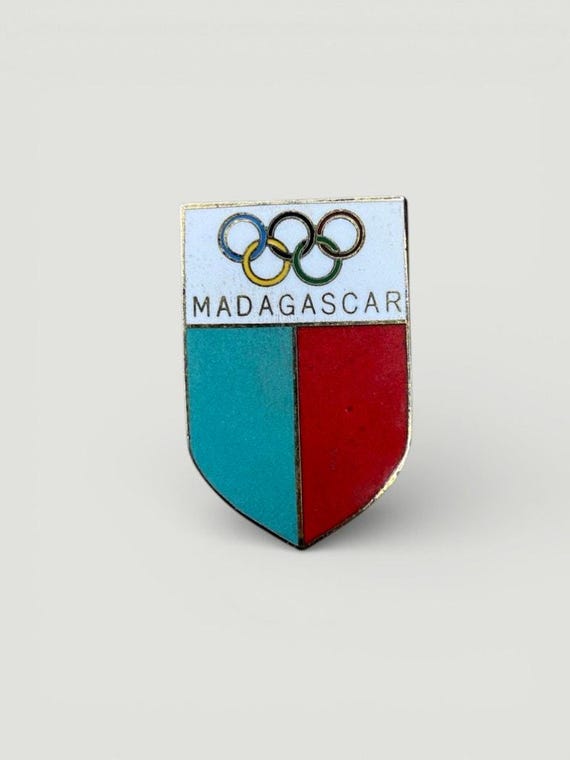 Vintage Enamel Pin Badge - Madagascar National Olympic Committee