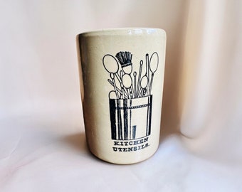 pot vintage en grès, pot de rangement en faïence émaillée au sel, ustensiles de cuisine