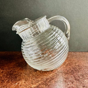 Vintage Anchor Hocking Manhattan Ribbed Ball Glass Jug / carafe / pitcher
