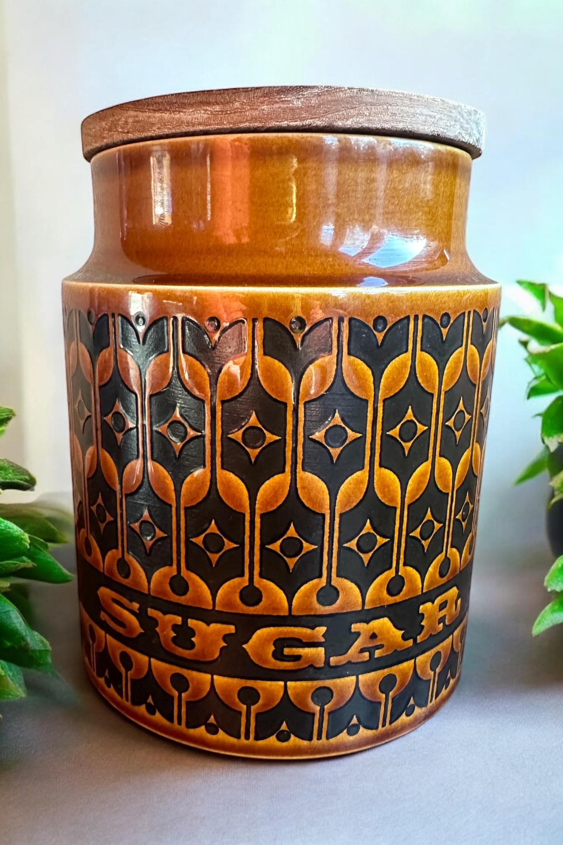 Vintage Hornsea Heirloom, Autumn Brown, Medium Sugar Cannister / Storage jar / pot / container, 1970's Retro