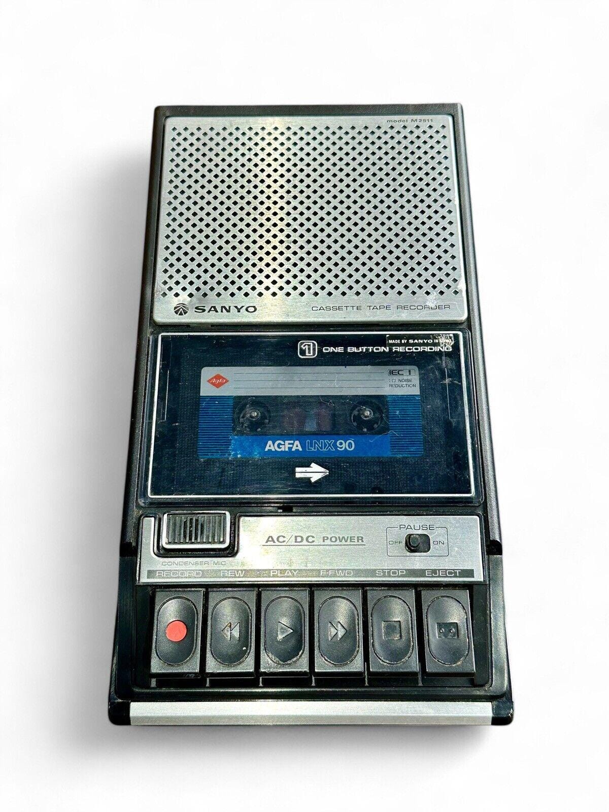 Sanyo M2511G Portable Cassette Player / Recorder - Vintage 1980s