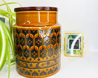 Vintage Hornsea Heirloom, Autumn Brown, Medium Sugar Cannister / Storage jar / pot / container, 1970's Retro