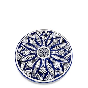 Large Hand Painted Spanish Platart Blue and White Plate / Geometric / Floral
