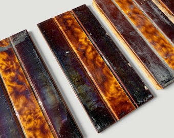 Antieke Victoriaanse tegels - Open haard/wastafel - Bruine schildpadafwerking x 7"