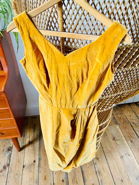 Handmade Vintage Mustard Velvet Dress - image 3