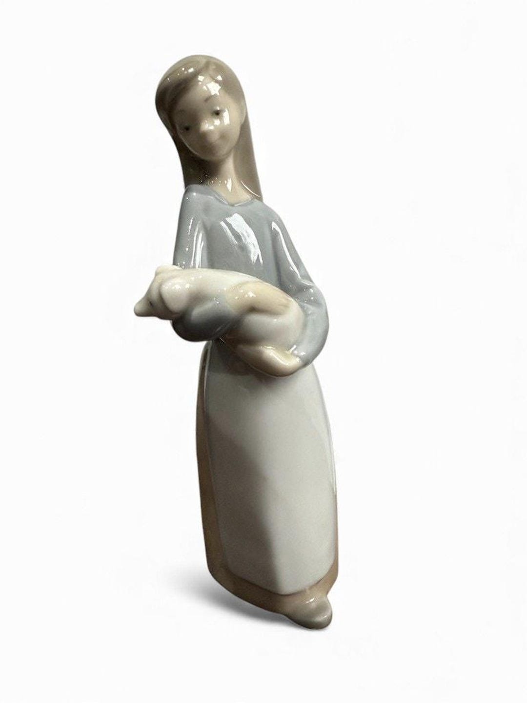 LLADRÓ Girl With Pig Porcelain Sculpture Fig #1011 Retired 1971