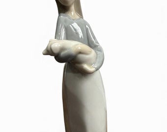 ヴィンテージ リヤドロ 子豚を連れた少女 磁器製フィギュア #1011