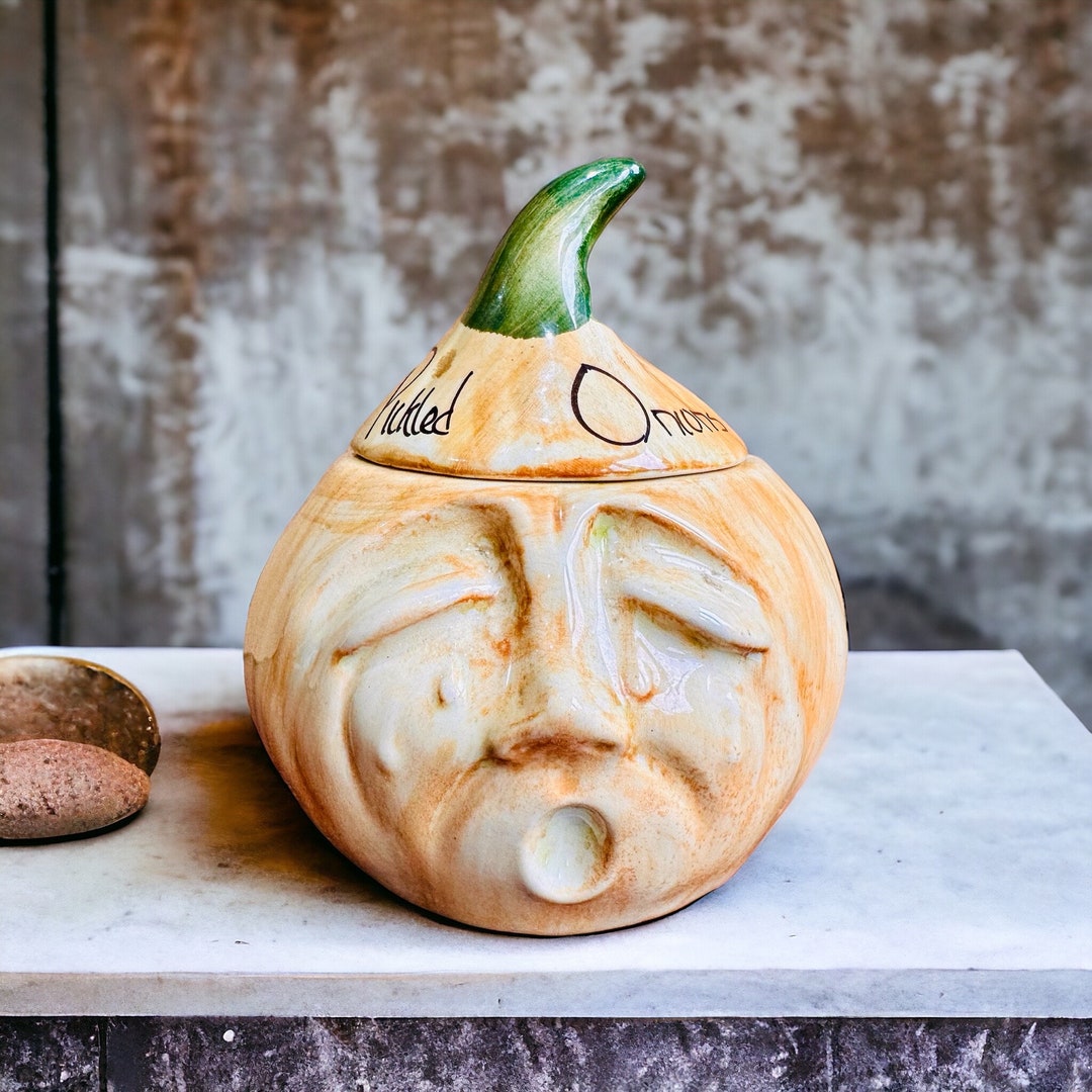 Pickled Onion Crying Face Preserve Pot Vintage Toni Raymond Pottery ...